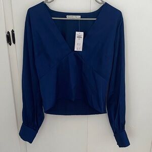 Abercrombie & Fitch Deep Blue V-Neck Blouse